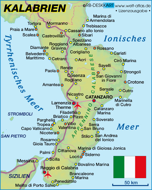 Landkarte Kalabrien